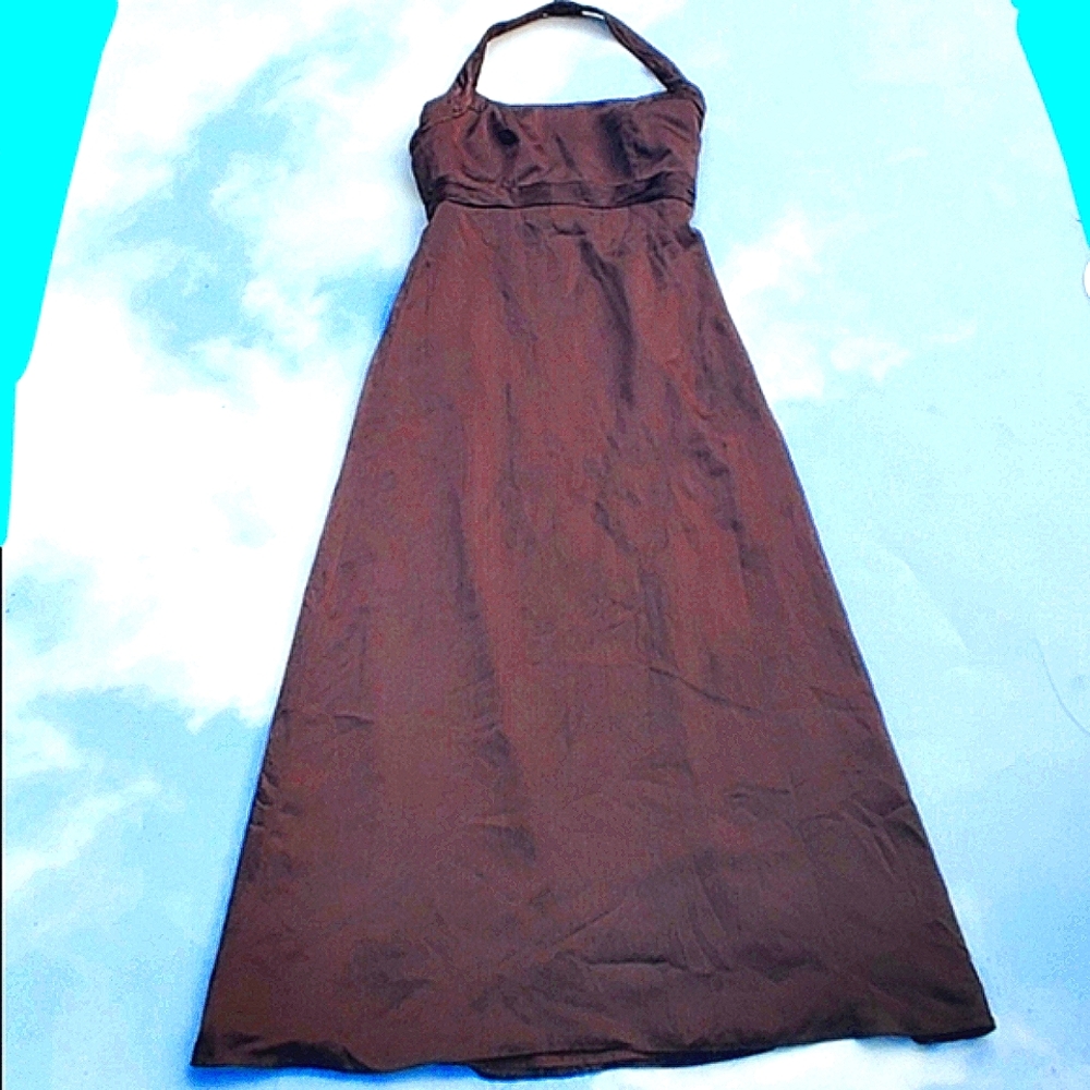 Brown Halter Strap Evening Gown Bridesmaid Dress Special Occasion Dress